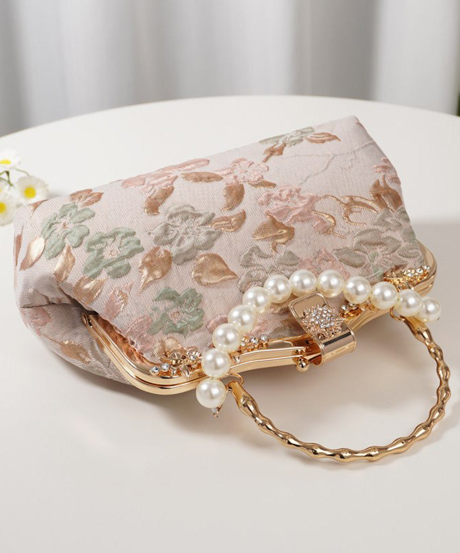 Vintage Pink Embroidered Zircon Bead Tote Bag