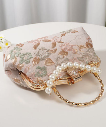 Vintage Pink Embroidered Zircon Bead Tote Bag