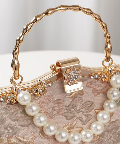 Vintage Pink Embroidered Zircon Bead Tote Bag