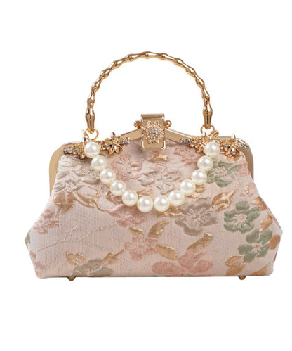 Vintage Pink Embroidered Zircon Bead Tote Bag