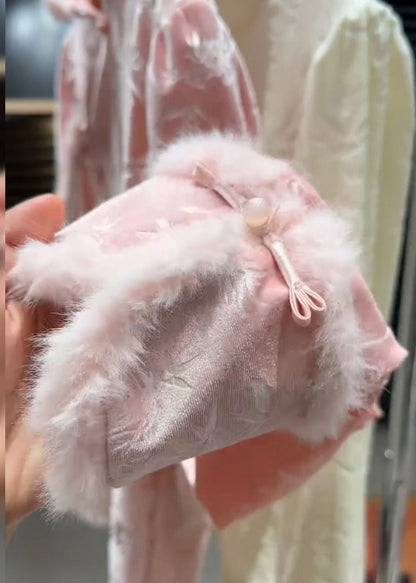 Camisa vintage de terciopelo de seda jacquard rosa para invierno