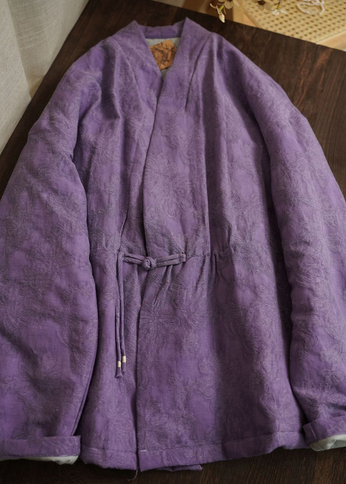 Vintage Purple Chinese Button Jacquard Fine Cotton Parka Spring