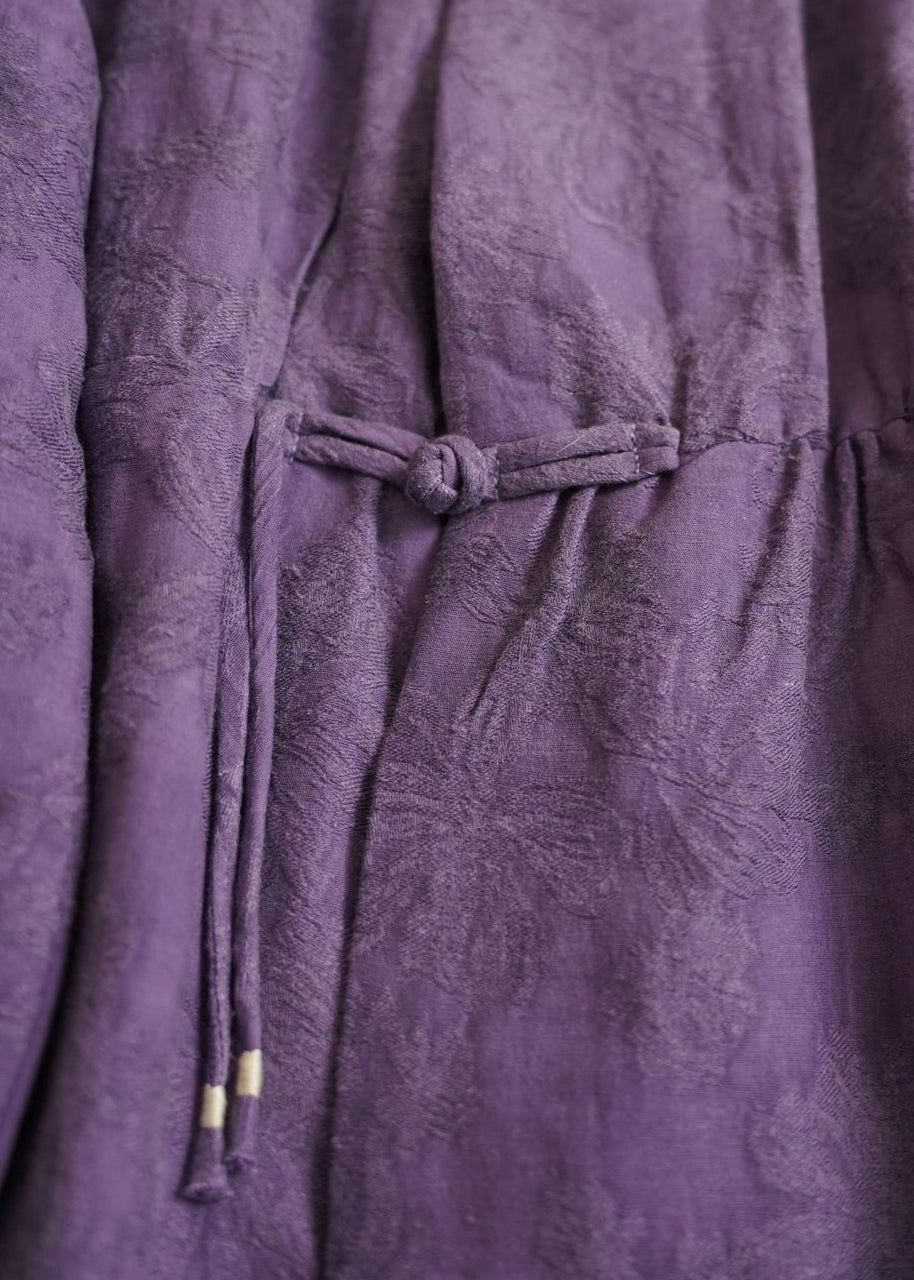 Vintage Purple Chinese Button Jacquard Fine Cotton Parka Spring