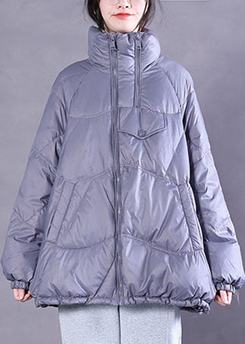 Vintage Lila Zip Up Kordelzug Duck Down Puffer Jacke Winter