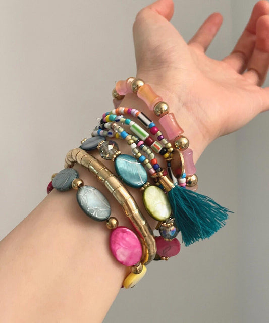 Vintage Regenbogen-Armband-Set mit 8 Perlen