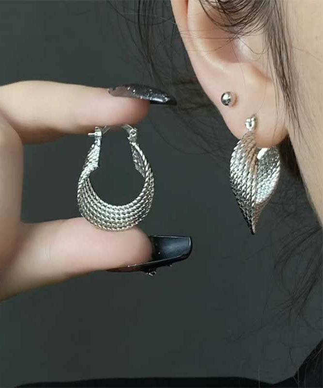 Pendientes de aro con círculos geométricos de metal y seda vintage