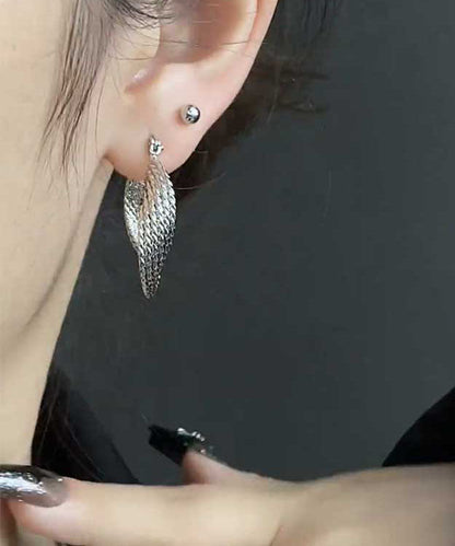 Pendientes de aro con círculos geométricos de metal y seda vintage