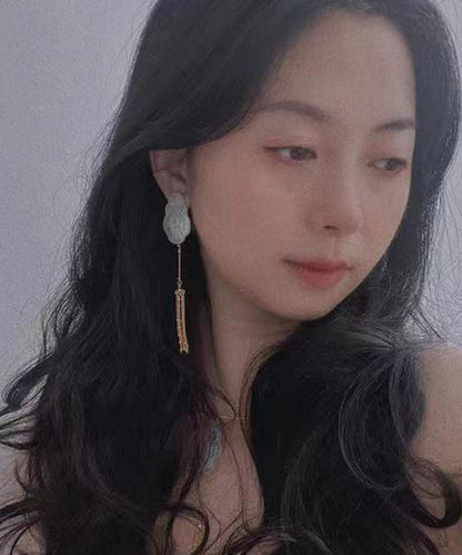 Pendientes colgantes con borlas de urraca de plata de ley y seda vintage