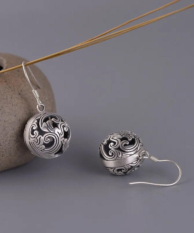 Vintage Seide Sterling Silber Glücksbringer Wolke Hohle Tropfen Ohrringe