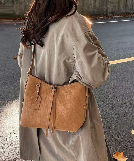 Vintage Solid Durable Large Capacity Fine Suede Messenger Bag