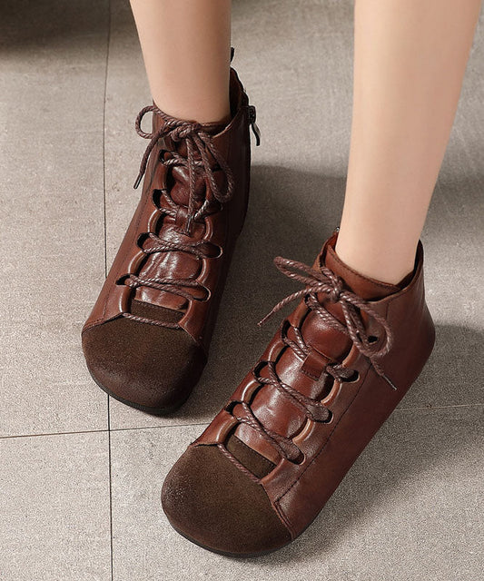 Vintage Splicing Boots Schokolade Bequemes Rindsleder Shelsea