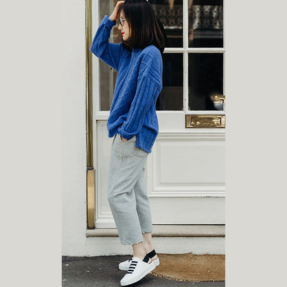 Vintage Sweater weather Beautiful spring blue DIY knitwear low high design