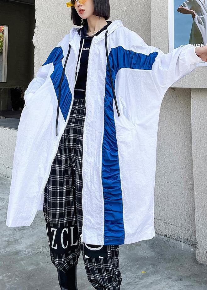 Vintage White Cinched Batwing Sleeve Spring Hoodies Outwear - SooLinen