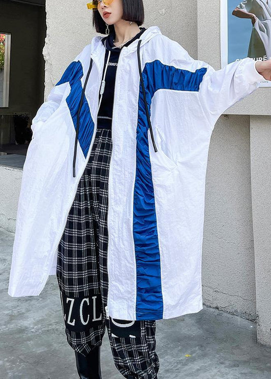 Vintage White Cinched Batwing Sleeve Spring Hoodies Outwear - SooLinen