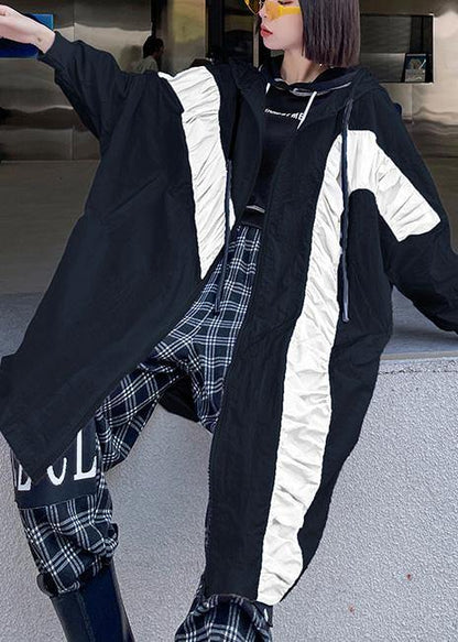 Vintage White Cinched Batwing Sleeve Spring Hoodies Outwear - SooLinen