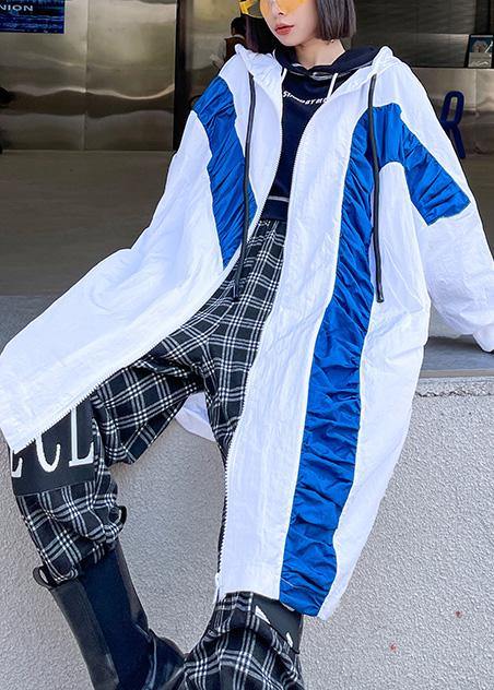 Vintage White Cinched Batwing Sleeve Spring Hoodies Outwear - SooLinen