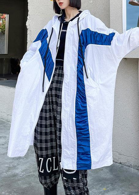 Vintage White Cinched Batwing Sleeve Spring Hoodies Outwear - SooLinen