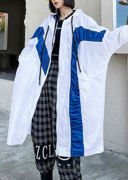 Vintage White Cinched Batwing Sleeve Spring Hoodies Outwear - SooLinen