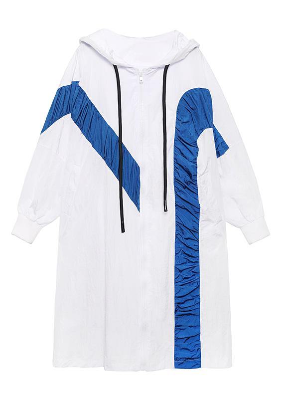 Vintage White Cinched Batwing Sleeve Spring Hoodies Outwear - SooLinen