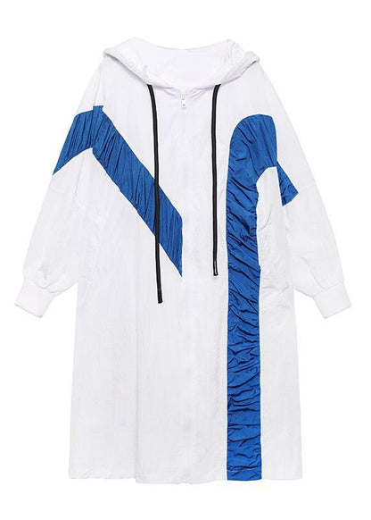 Vintage White Cinched Batwing Sleeve Spring Hoodies Outwear - SooLinen