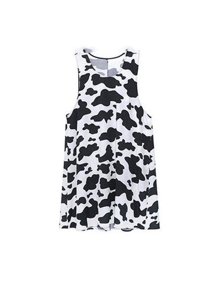 Vintage White Printsideopen Summer Short Sleeve Long Dress - SooLinen