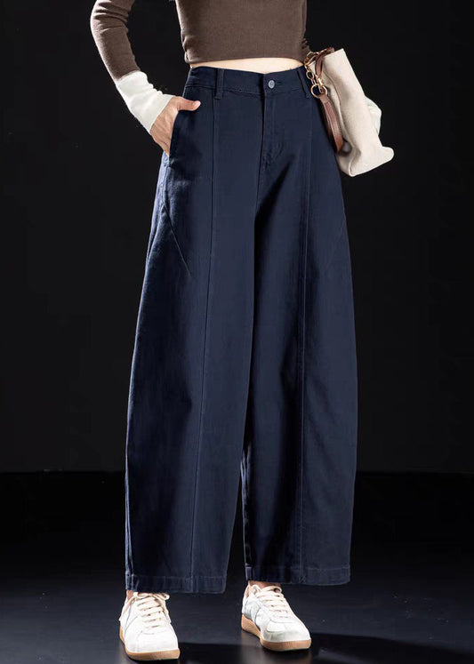 Vintage-Weinrote Jeans-Crop-Hose mit Taschen und elastischem Bund für den Frühling