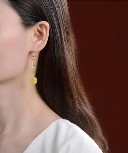 Vintage Gelb Sterling Silber Bienenwachs Bernstein Ping Schnalle Tropfen Ohrringe