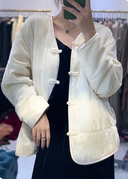 Vintage Gelber Knopf V-Ausschnitt Feine Baumwollfüllung Mäntel Winter