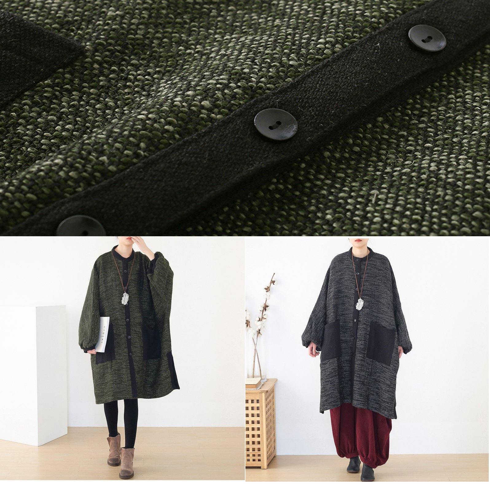 Vintage black knitted outwear casual wild o neck knit sweat tops - SooLinen
