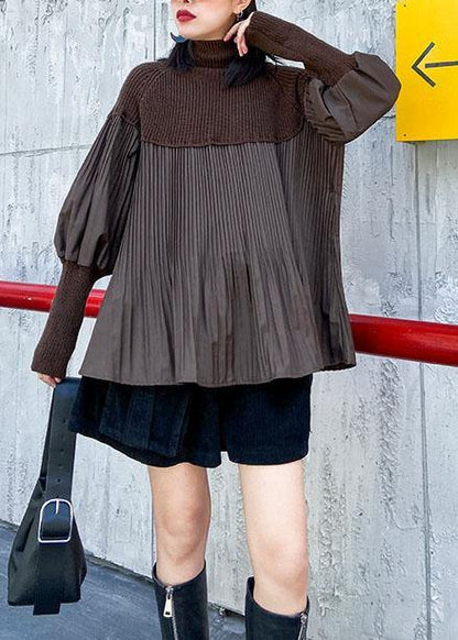 Vintage black sweater tops Puff Sleeve Loose fitting Cinched knit tops - SooLinen