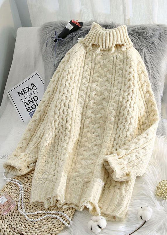 Vintage blue knit blouse spring plus size high neck knit sweat tops - SooLinen