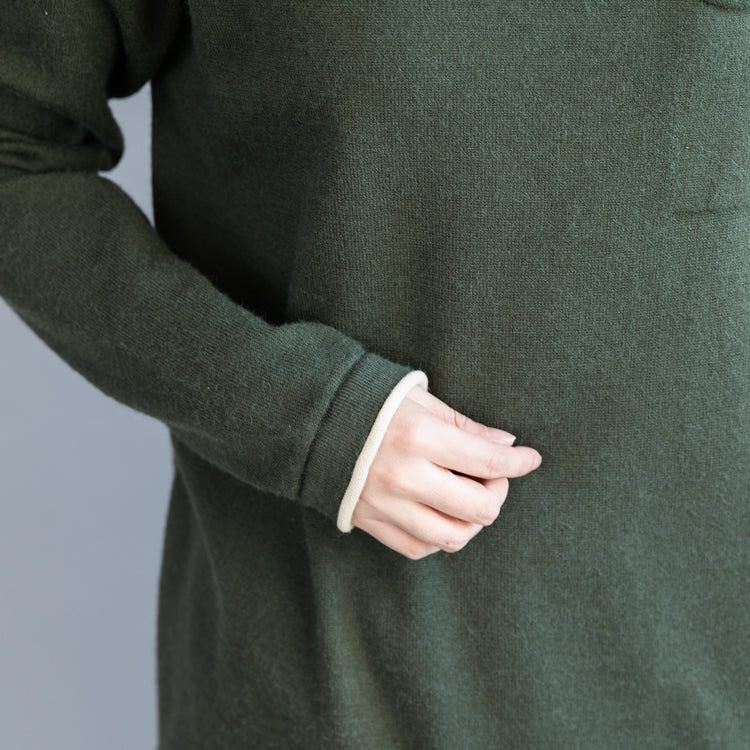 Vintage dunkelblaue Strickmäntel Locker sitzende Strick-Sweatshirts mit hohem Halsausschnitt