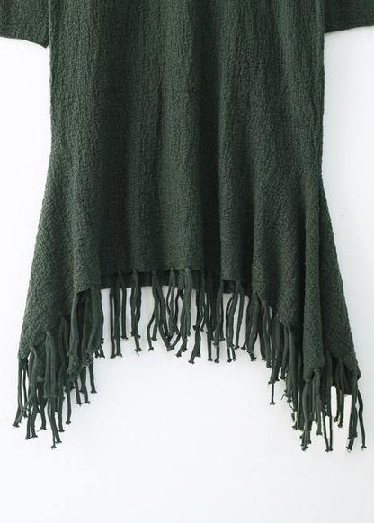 Vintage green Sweater Wardrobes Quotes high neck Big fall sweater dress - SooLinen