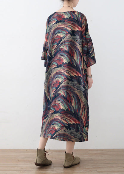 Vintage-Pullover mit Rundhalsausschnitt und Fledermausärmeln, Outfits im Streetstyle, geblümtes Hipster-Chiffonkleid