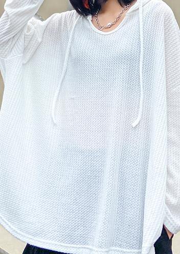 Vintage whiteknitted top hooded baggy oversized knit tops - SooLinen