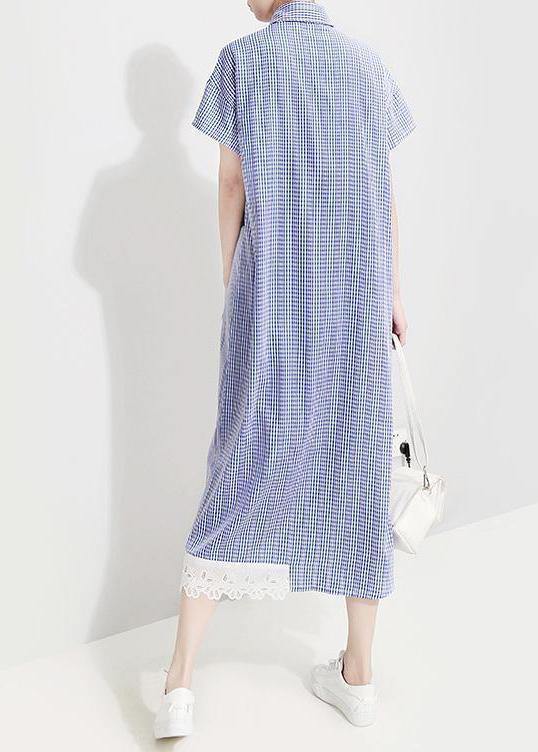 Vivid Tunics Fun Asymmetrical Patchwork Striped Short Sleeve Shirt Dress - SooLinen