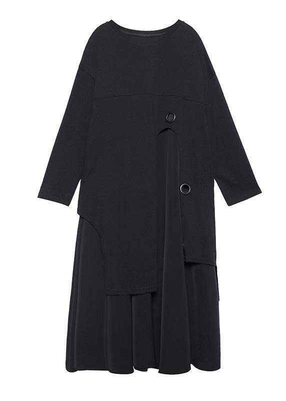 Vivid black cotton clothes Women Layered Traveling spring Dresses - SooLinen