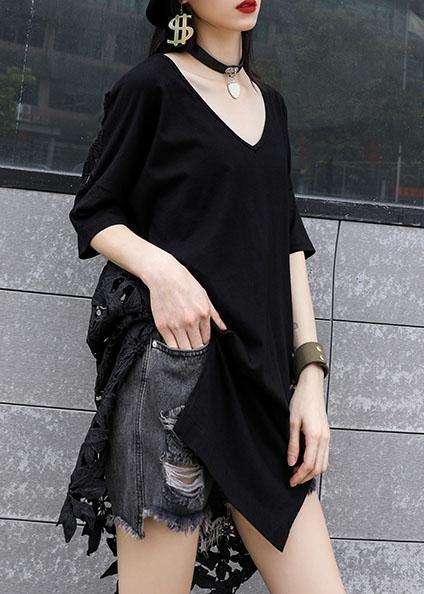 Vivid hollow out cotton dresses Photography black patchwork Maxi Dresses summer - SooLinen