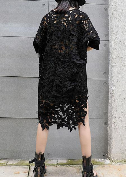 Vivid hollow out cotton dresses Photography black patchwork Maxi Dresses summer - SooLinen