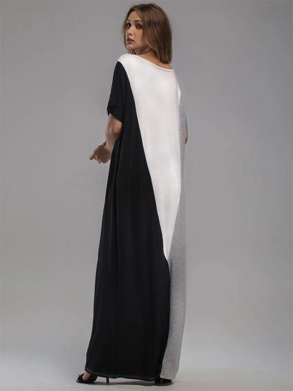 Vivid patchwork cotton dresses short sleeve o neck A Line summer Dresses - SooLinen