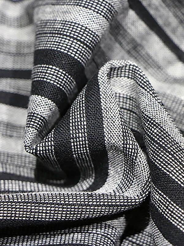 Vivid plaid linen quilting dresses v neck patchwork Dress - SooLinen