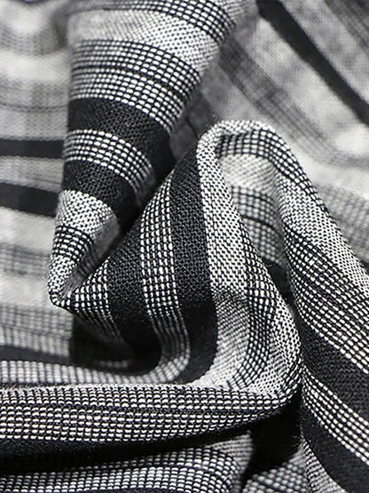 Vivid plaid linen quilting dresses v neck patchwork Dress - SooLinen