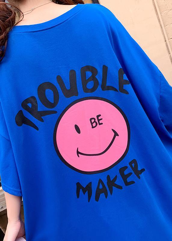 Vivid purple Cartoon print clothes For Women o neck side open Robe summer Dresses - SooLinen