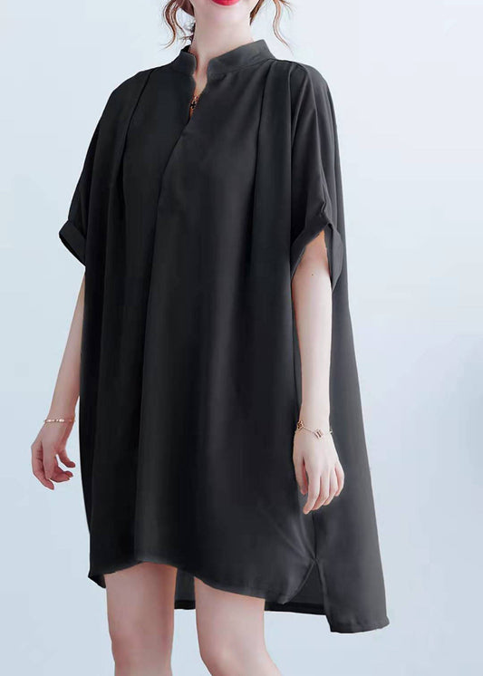 Lebendiges Chiffon-Steppkleid mit V-Ausschnitt, weißes Chiffon-Sommerkleid