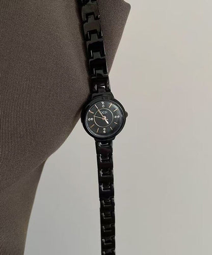 Vogue Schwarze Edelstahllegierung, verstärktes Glas, wasserdichte Uhren