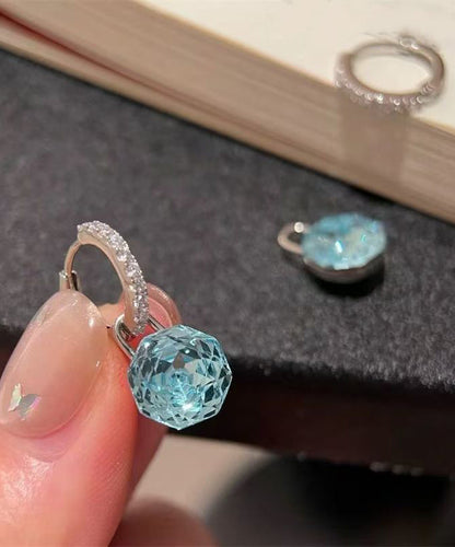 Vogue Blue Alloy Zircon Crystal Drop Earrings