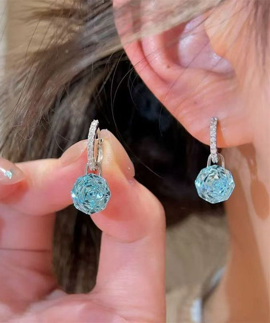 Vogue Blue Alloy Zircon Crystal Drop Earrings
