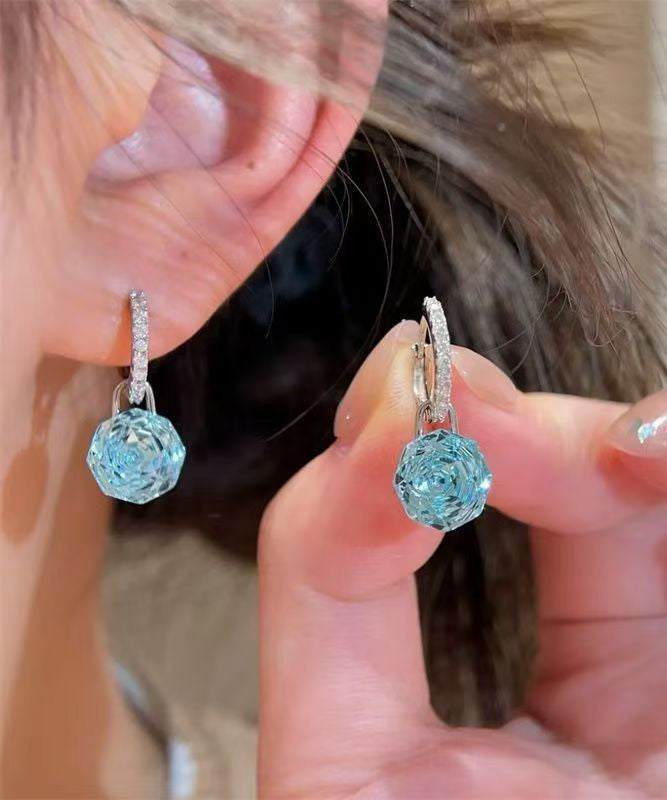 Vogue Blue Alloy Zircon Crystal Drop Earrings