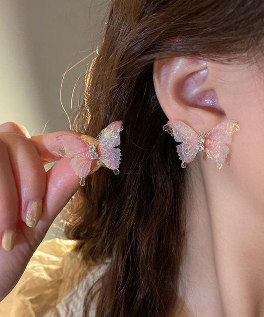 Pendientes de mariposa de tul con circonita acrílica de cobre azul Vogue