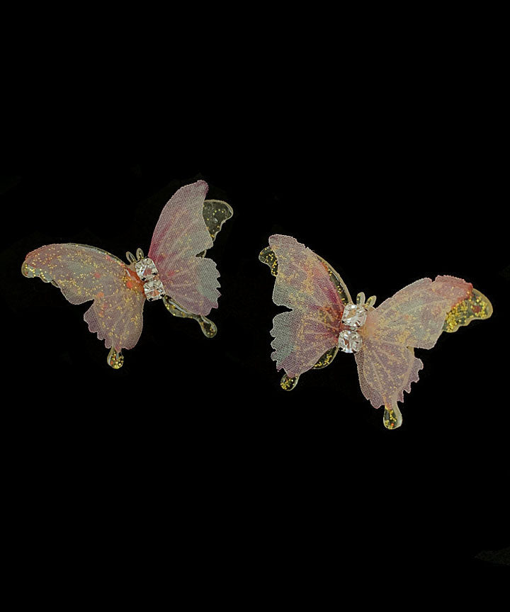 Pendientes de mariposa de tul con circonita acrílica de cobre azul Vogue